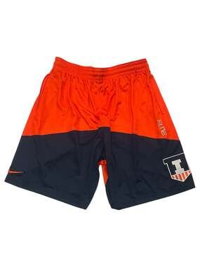 Nike Elite Illinois Fighting Illini Team Issued Basketball Shorts Orange/Navy